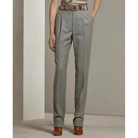 EUC Ralph Lauren Purple Label Jaena Pleated Flannel Pants Trousers Women's 18